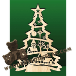 Winter Scene in a Tree | Fretwork Scroll Saw Pattern | Wooden Teddy Bear