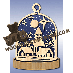 Glass Dome Plaque #5 | Fretwork Scroll Saw Pattern | Wooden Teddy Bear