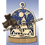 Glass Dome Plaque #5 | Fretwork Scroll Saw Pattern | Wooden Teddy Bear