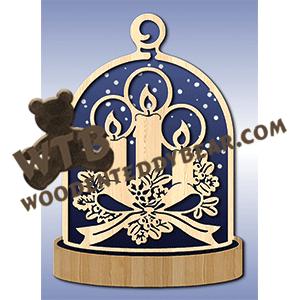 Glass Dome Plaque #6 | Fretwork Scroll Saw Pattern | Wooden Teddy Bear