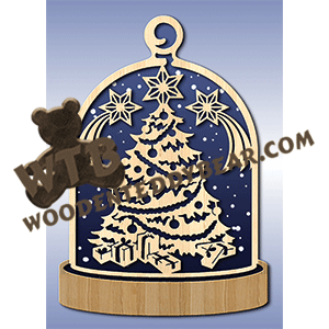 Glass Dome Plaque #8 | Fretwork Scroll Saw Pattern | Wooden Teddy Bear