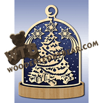 Glass Dome Plaque #8 | Fretwork Scroll Saw Pattern | Wooden Teddy Bear