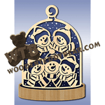 Glass Dome Plaque #12 | Fretwork Scroll Saw Pattern | Wooden Teddy Bear