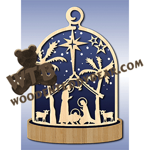 Glass Dome Plaque #13 | Fretwork Scroll Saw Pattern | Wooden Teddy Bear