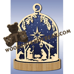 Glass Dome Plaque #14 | Fretwork Scroll Saw Pattern | Wooden Teddy Bear