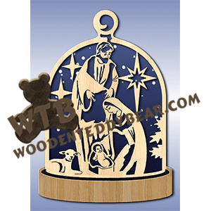 Glass Dome Plaque #15 | Fretwork Scroll Saw Pattern | Wooden Teddy Bear