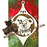 Christmas Bear Bauble Plaque | Fretwork Scroll Saw Pattern | Wooden Teddy Bear