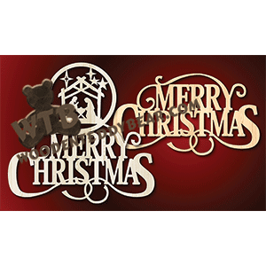 Merry Christmas Word Art #1 | Fretwork Scroll Saw Pattern | Wooden Teddy Bear