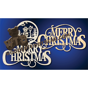 Merry Christmas Word Art #2 | Fretwork Scroll Saw Pattern | Wooden Teddy Bear