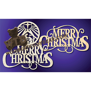 Merry Christmas Word Art #8 | Fretwork Scroll Saw Pattern | Wooden Teddy Bear