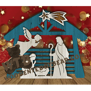 Nativity Scene #2 | Fretwork Scroll Saw Pattern | Wooden Teddy Bear