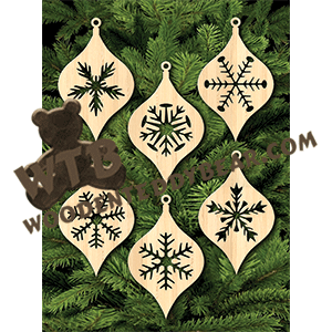 Snowflake Bouble Ornaments #1 | Fretwork Scroll Saw Pattern | Wooden Teddy Bear