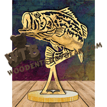 Freestanding Figurine - Largemouth Bass | Fretwork Scroll Saw Pattern | Wooden Teddy Bear