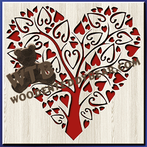 Hearts Tree | Fretwork Scroll Saw Pattern | Wooden Teddy Bear