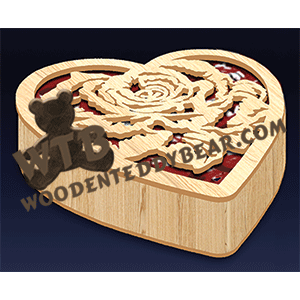 Rose Heart Box | Fretwork Scroll Saw Pattern | Wooden Teddy Bear