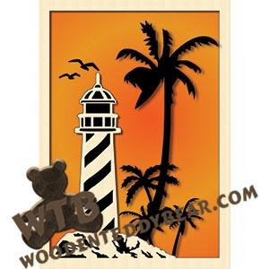 Layered Lighthouse Scene fretwork scroll saw pattern |The Wooden Teddy Bear