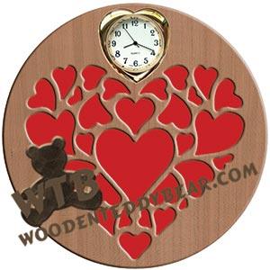 Hearts Heart Clock fretwork scroll saw pattern |The Wooden Teddy Bear