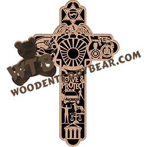 Law Enforcement Cross fretwork scroll saw pattern |The Wooden Teddy Bear