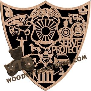 Law Enforcement Plaque fretwork scroll saw pattern |The Wooden Teddy Bear