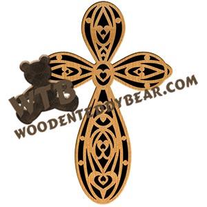 Rounded Cross with Hearts fretwork scroll saw pattern |The Wooden Teddy Bear