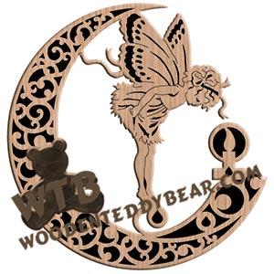 Young Fairy on Moon fretwork scroll saw pattern |The Wooden Teddy Bear