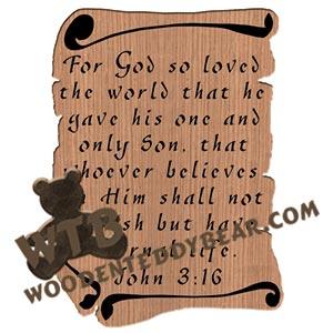 Scrolls John 3:16 fretwork scroll saw pattern |The Wooden Teddy Bear