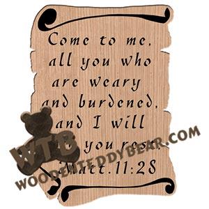 Scrolls Matthew 11:28 fretwork scroll saw pattern |The Wooden Teddy Bear