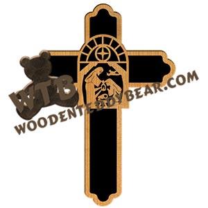 Nativity Cross fretwork scroll saw pattern |The Wooden Teddy Bear