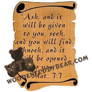 Scrolls Matthew 7:7 fretwork scroll saw pattern |The Wooden Teddy Bear