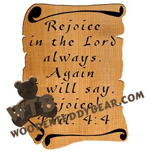 Scrolls Philippians 4:4 fretwork scroll saw pattern |The Wooden Teddy Bear