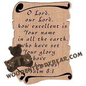 Scrolls Psalm 8:1 fretwork scroll saw pattern |The Wooden Teddy Bear