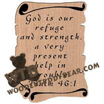 Scrolls Psalm 46:1 fretwork scroll saw pattern |The Wooden Teddy Bear