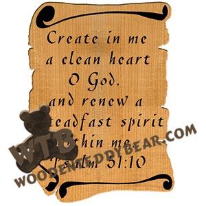 Scrolls Psalm 51:10 fretwork scroll saw pattern |The Wooden Teddy Bear