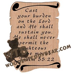 Scrolls Psalm 55:22 fretwork scroll saw pattern |The Wooden Teddy Bear