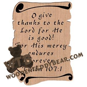 Scrolls Psalm 107:1 fretwork scroll saw pattern |The Wooden Teddy Bear