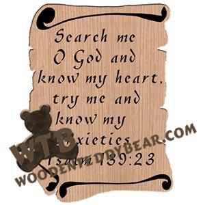 Scrolls Psalm 139:23 fretwork scroll saw pattern |The Wooden Teddy Bear