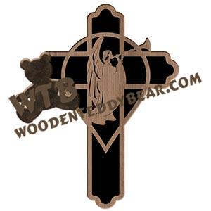 Trumpet Angel Cross fretwork scroll saw pattern |The Wooden Teddy Bear