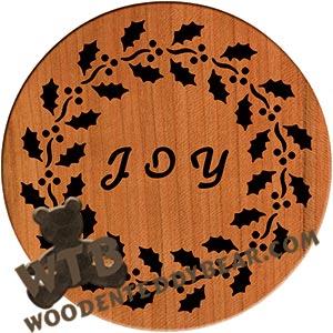 Holly Wreath Joy Plaque fretwork scroll saw pattern |The Wooden Teddy Bear