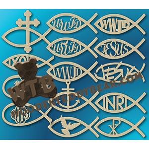 Religious Fish Set fretwork scroll saw pattern |The Wooden Teddy Bear
