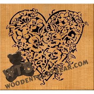 Pansies Heart fretwork scroll saw pattern |The Wooden Teddy Bear
