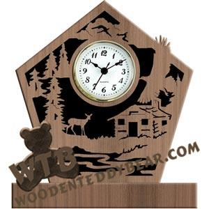 Mountain Cabin Clock fretwork scroll saw pattern |The Wooden Teddy Bear