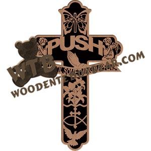 PUSH Cross fretwork scroll saw pattern |The Wooden Teddy Bear
