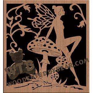 Fairy and Mushrooms fretwork scroll saw pattern |The Wooden Teddy Bear