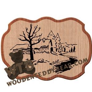 Framed Winter Scene fretwork scroll saw pattern |The Wooden Teddy Bear