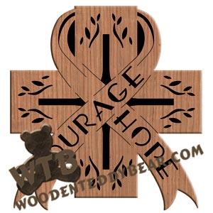 Cancer Ribbon on Cross fretwork scroll saw pattern |The Wooden Teddy Bear