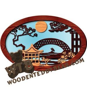 Layered Asian Scene fretwork scroll saw pattern |The Wooden Teddy Bear