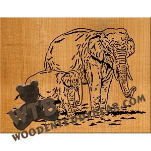 Elephant Mom & Baby fretwork scroll saw pattern |The Wooden Teddy Bear