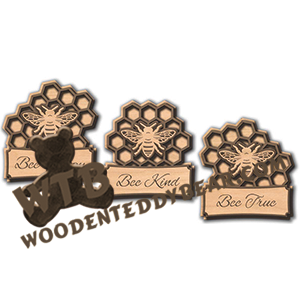 Layered Happy Bee Word Art Set | Fretwork Scroll Saw Pattern | Wooden Teddy Bear