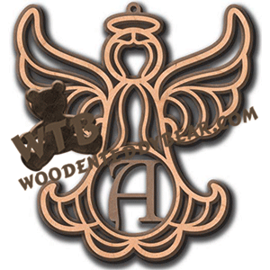 Layered Monogram Angel Ornaments | Fretwork Scroll Saw Pattern | Wooden Teddy Bear