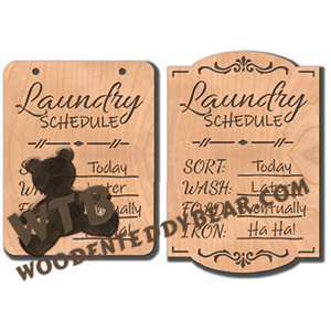 Laundry Schedule | Fretwork Scroll Saw Pattern | Wooden Teddy Bear